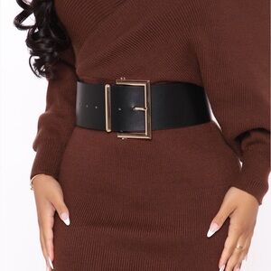 NWOT Fashion Nova On A New Level Wide Belt Black